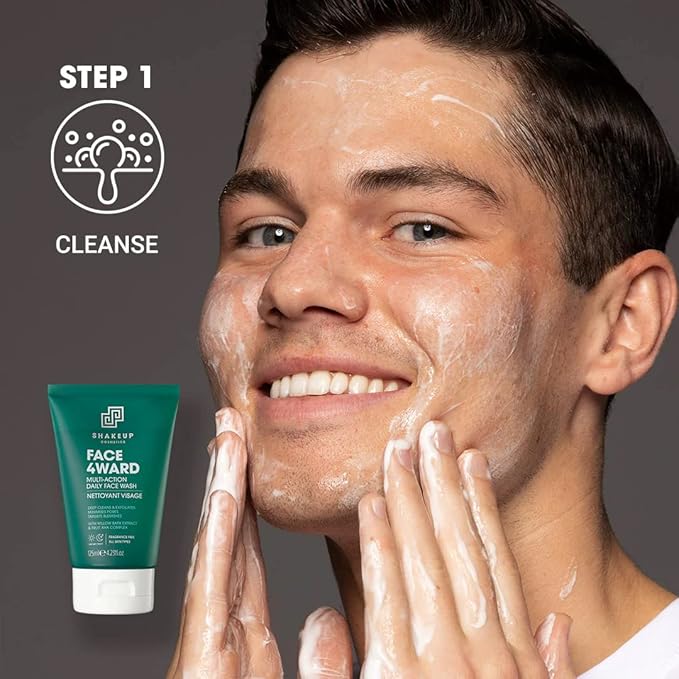 Shakeup - Mens Skincare Routine with Wash Bag, Gift Set, Daily Face Wash, Clarifying Toner, Anti Ageing Serum, Matte-Effect Moisturiser, Plus Wash Bag-VivaGrace Women