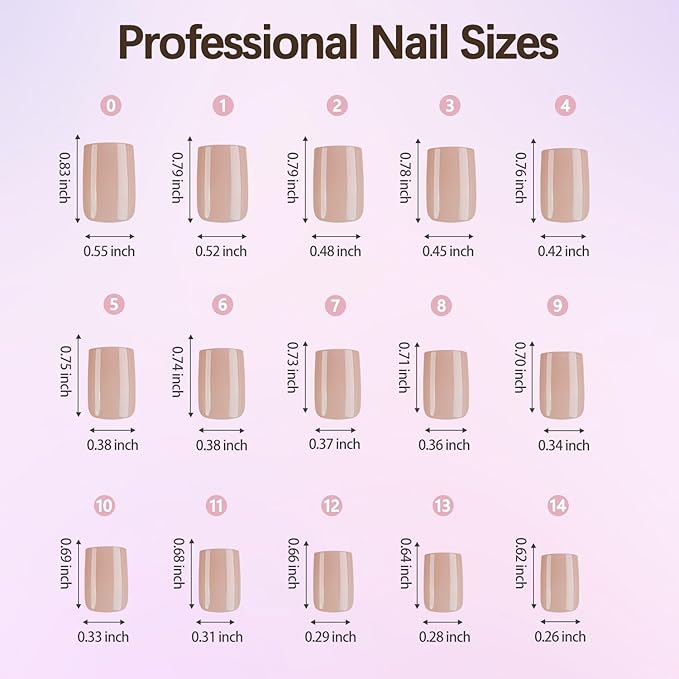 Short Square Press On Nails, 5 Colors Pre-Lasting Soft Gel Nails Tips, 150Pcs Natural Fake Nails for Nail Art DIY 15 Sizes
