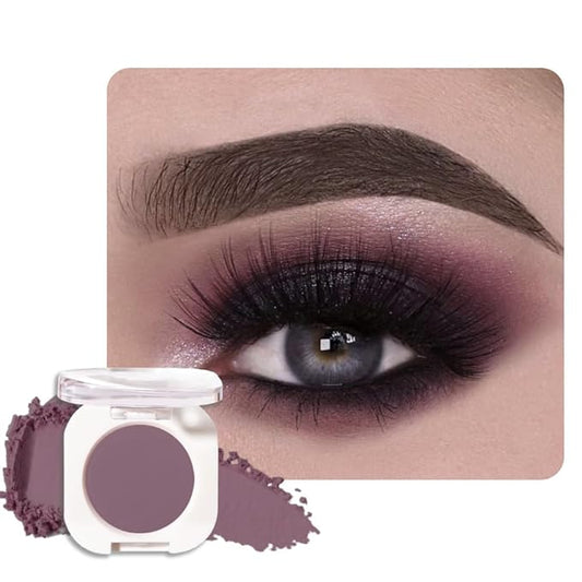 Dark Plum Taupe Single Matte Eyeshadow Makeup, Neutral Powde Eye Shadow for Older Women, Dark Violet Matte Singles Eyeshadow Palette Pigmented Waterproof, Girls Monochrome Vegan Eyeshadows Gift-VivaGrace Women