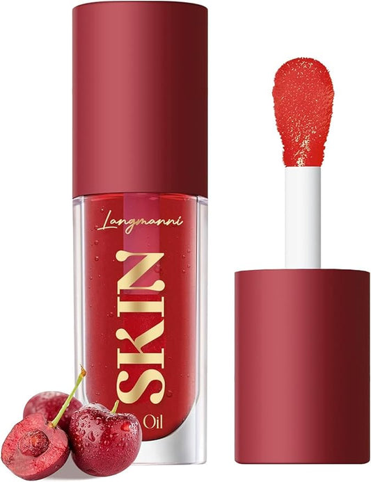 LANGMANNI Moisturizing Lip Oil,No-Sticky Lip Gloss Lip Balm Lip Care,Fruit Flavoured Lip Oil For Dry Lip's Moisturizing Hydrating And Nourishing ((Cherry))-VivaGrace Women