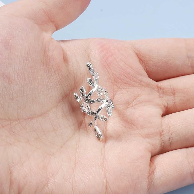 Boho Cz Leaf Ear Cuff Earrings Silver Ear Crawler Earrings Paved Rhinestone Cartilage Cuff Earrings Non Piercing Ear Cuff Wrap Earrings Jewelry for Women and Girls Gifts-VivaGrace Women