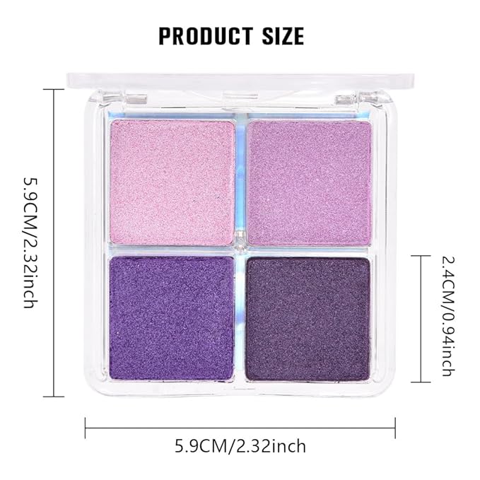 4 Colors Dark Purple Pink Eye Shadow Powder Palette Makeup, Neutral Matte Shimmer Cream Quads Eyeshadow Palette for Women Highly Pigmented Waterproof, paleta de sombras de ojos, Vegan, 05-VivaGrace Women