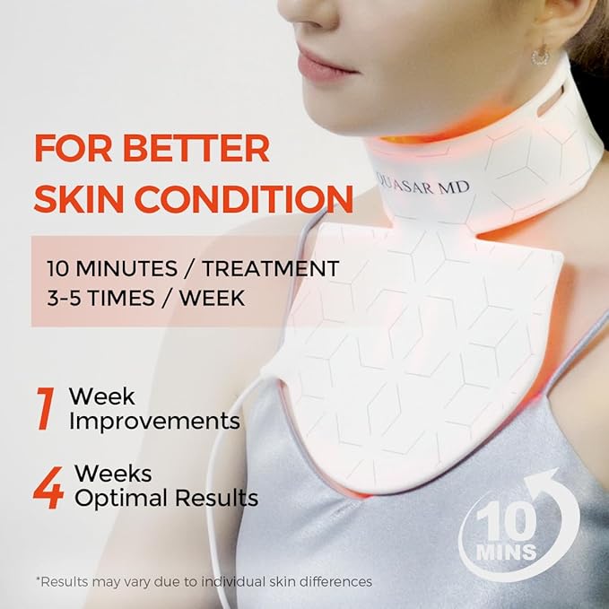 Neck & Décolleté Firming Beauty Device – LED Light Therapy Skin Tone and Texture Enhancement, 630nm and 830nm Dual Wavelengths Emission LED Device, Liquid Silicone-VivaGrace Women