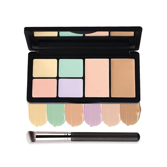 Color Corrector Palette Concealer Contour Palette Natural Brighten Long Lasting Highlighter Correcting Concealer Cream Foundation Palette For Flawless Skin Tone (Set A + Brush #270)-VivaGrace Women