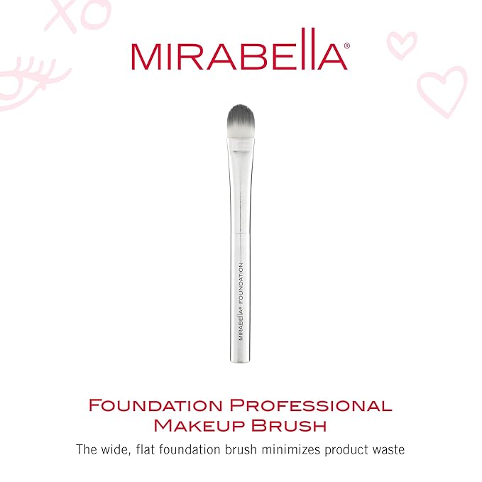 Mirabella Brushed Aluminum Professional Makeup Brush - Foundation Brush-VivaGrace Women
