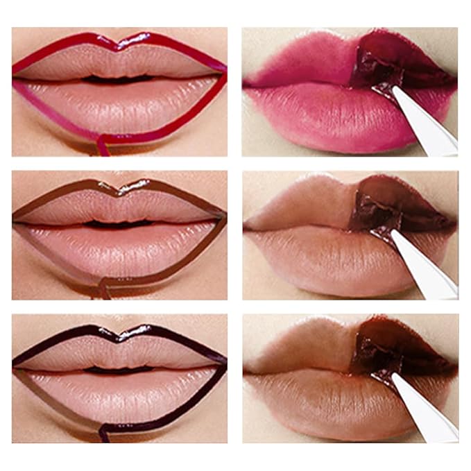 3 Colors Peel Off Lip Liner Stain Kit, Long Wear Matte Lip Tint Stain Set with Tweezer for Women, Waterproof Transfer Proof Highly Pigmented Peel Off Liquid Lipstick for All Skin Types (#1,2,3)-VivaGrace Women