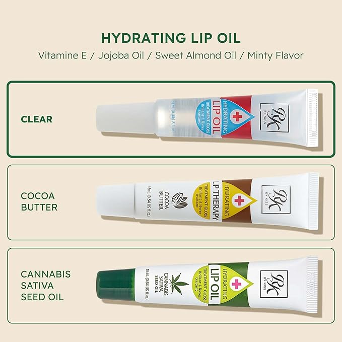 Ruby Kisses Hydrating Lip Oil Clear RLO01 (Clear&Cocoa Butter&Hemp Seed)-VivaGrace Women