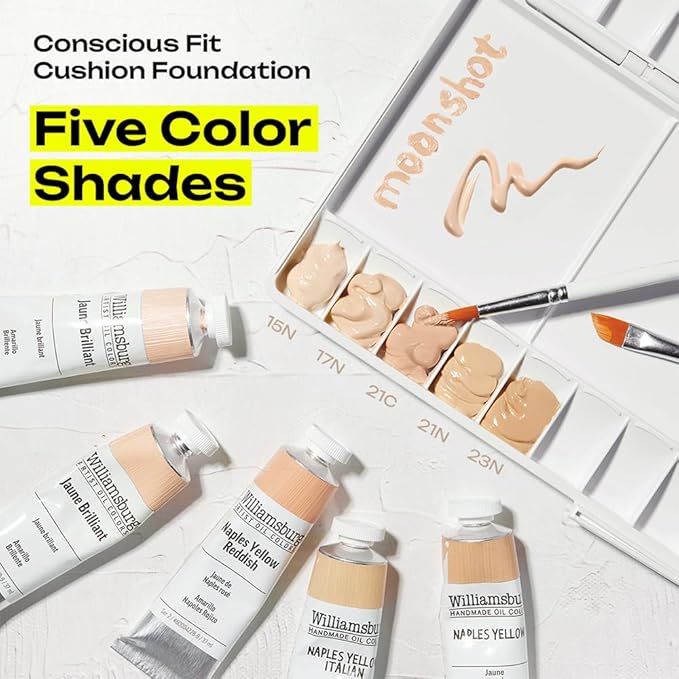 MOONSHOT KOREA Conscious Fit Cushion Foundation Medium Coverage, Long-Lasting & Buildable Foundation For A Smooth, Satin Finish, Vegan & Cruelty-Free,k-beauty (15N Cosmic Cream)-VivaGrace Women