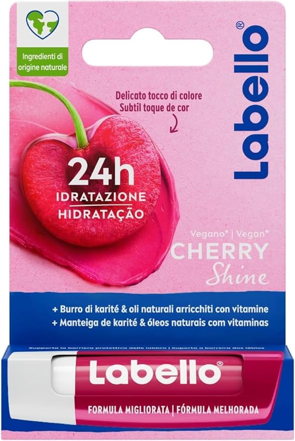 3 LABELLO CHERRY FRUITY SHINE LIP BALM STICK CARE BEAUTY SOFT SMOOTH SPF 10 NEW-VivaGrace Women