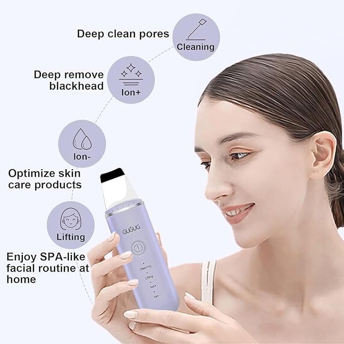 GUGUG Skin Scrubber Face Spatula Skin Spatula Pore Cleaner Blackhead Remover Tools for Facial Deep Cleansing-4 Modes, Purple-VivaGrace Women