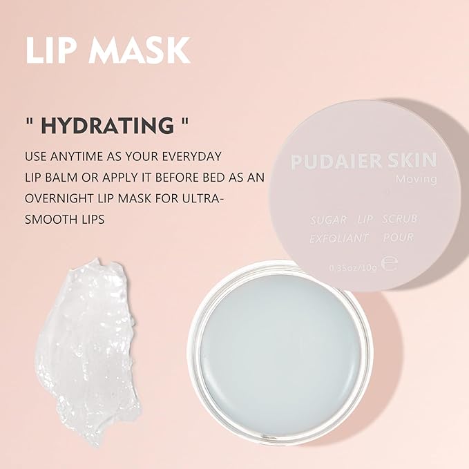 Pudaier 3Pcs Lip Care Kit with Coconut Lip Mask Caramel Lip Scrub Strawberry Lip Oil for Shiny and Nourishing Lips, Dry Lips Treatment, Moisturizing Lip Care For All Day Hydration-VivaGrace Women