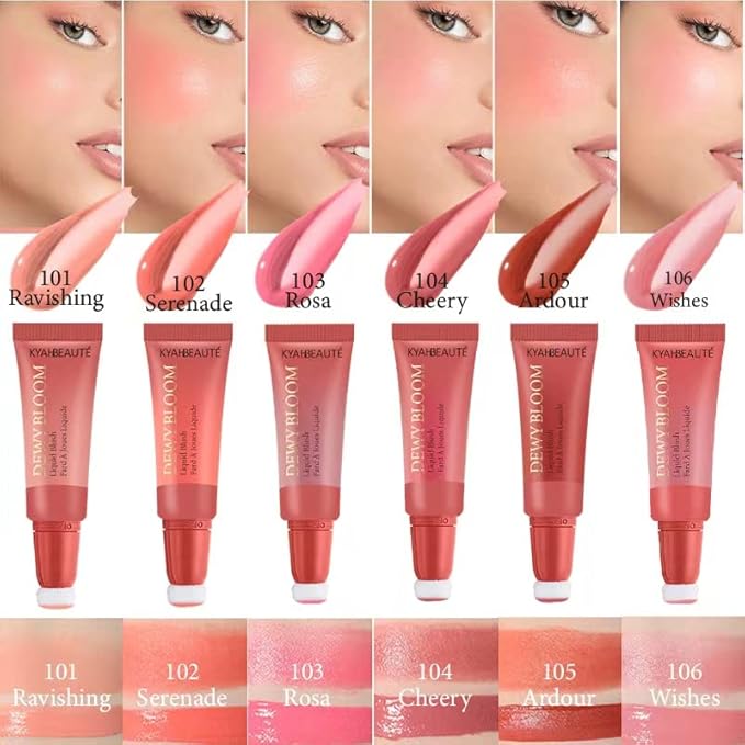 Blush Beauty Wand, Liquid Blush Contour Wand with Cushion Applicator, Smooth Cream Blush Wand Natural Matte Finish, Lightweight Blendable Blush Stick Makeup for Cheek,106 Peach Pink-VivaGrace Women