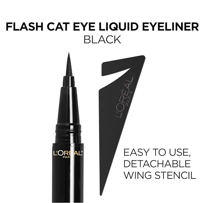 L'Oreal Paris Makeup Infallible Flash Cat Eye Waterproof Liquid Eyeliner, Black, 0.44 oz.