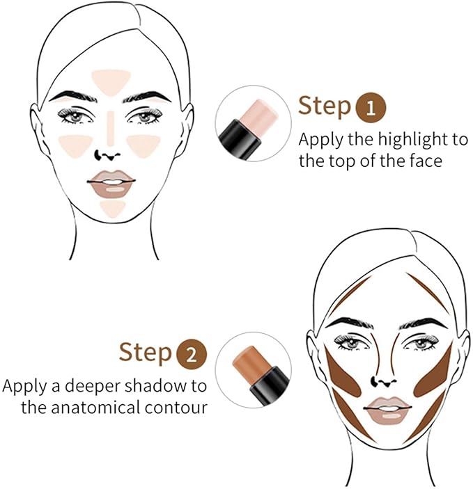 Double-End Contour Highlighter Stick Contour Stick, Face Highlighter, Contour Makeup Contouring Sticks Cream Concealer (4)-VivaGrace Women