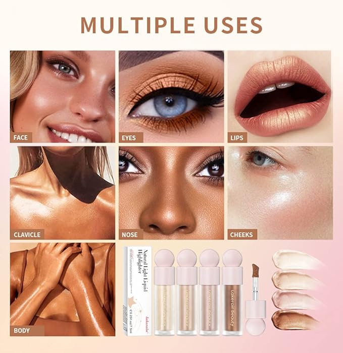 UNYOKE Liquid Highlighter, Highlighter makeup Stick,Makeup Highlighter Face Illuminator, Beauty Glow Highlight Body Shimmer, Waterproof Smooth Cream Highlighter, Longlasting Liquid Highlighter, Body Highlighter.-03#-VivaGrace Women