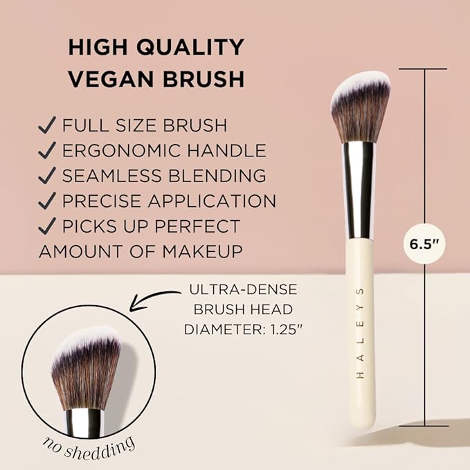 HALEYS Contour Brush VEGAN + CRUELTY-FREE, Angled & Tapered with Fluffy Bristles, Ideal for powder, cream, liquid, Use with blush, contour, bronzer, Sustainable Wood-VivaGrace Women