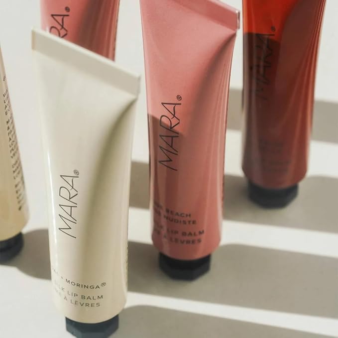 MARA - Sea Silk Lip Balm Trio | Non-Toxic, Plant-Based Skin Care, Hypoallergenic | Moisturize, Plump + Soothe Dry, Chapped Lips | Clear, Nude Beach, & Toasty Rouge (3 Piece Set)-VivaGrace Women