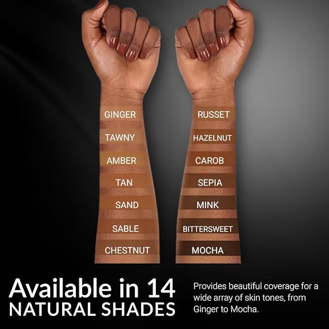 Cream To Powder Foundation by Flori Roberts, Full Coverage for Women of Color or Deeper Skin Tones, Long Lasting Makeup, Matte Finish, Covers Uneven Complexion and Hides Imperfections, 0.30 oz-VivaGrace Women