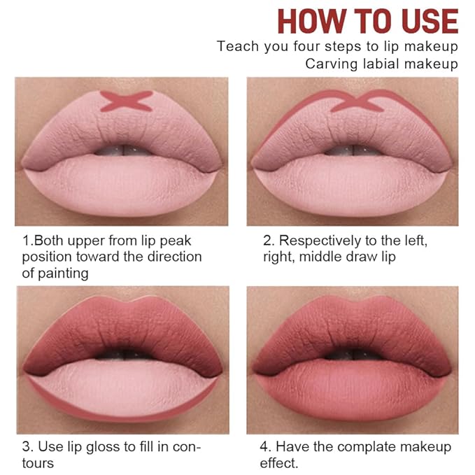 6 Colors Liquid Lipstick + Lip Liner Pen Makeup Set, Super Stay Matte Finish Lip Stain and Define Lip Liner Pencil Gift Set for Women, Longwear, Waterproof, 1PC Lip Glow Oil Include-VivaGrace Women