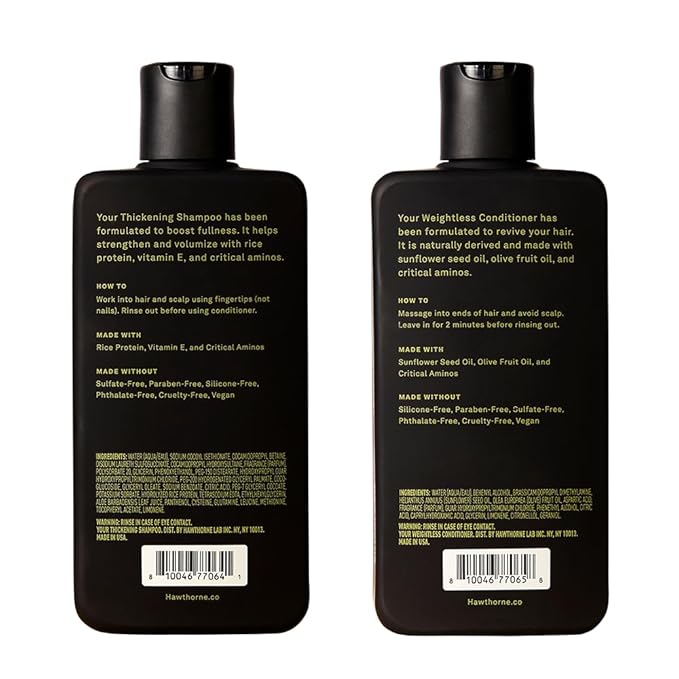 Hawthorne Men's Thickening Shampoo and Conditioner Hair Set. Includes Thickening Shampoo and Weightless Conditioner. Sulfate Free, Paraben Free. 8 Fl Oz Each.-VivaGrace Women