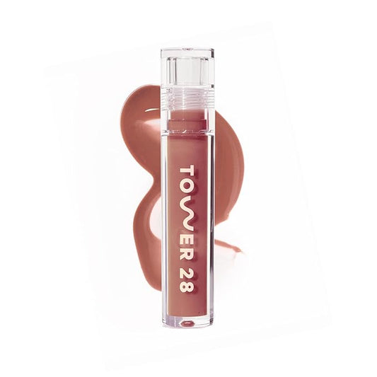 Tower 28 ShineOn Milky Lip Jelly, CASHEW, Non-Sticky, Hydrating Vegan Lip Gloss in Milky Rosy Brown, Apricot and Raspberry Seed Oil, Moisturizing, Clean, Cruelty Free-VivaGrace Women