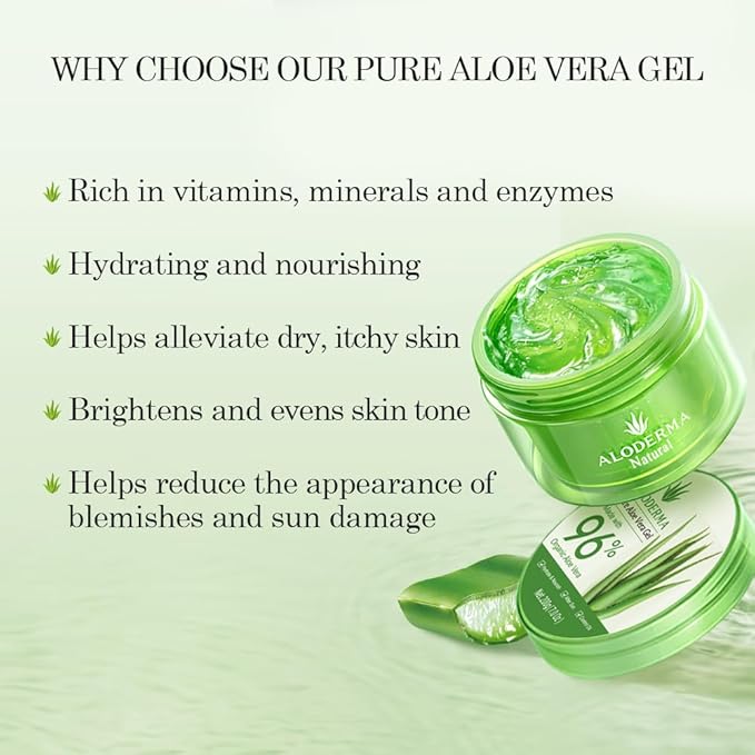 Aloderma Organic Aloe Vera Gel for Face Made within 12 Hours of Harvest, 96% Pure Aloe Vera Gel for Skin, Scalp, & Hair, Soothing Aloe Face Moisturizer, Multipurpose, Hydrating Aloe Gel, 7oz, 3-Pack-VivaGrace Women