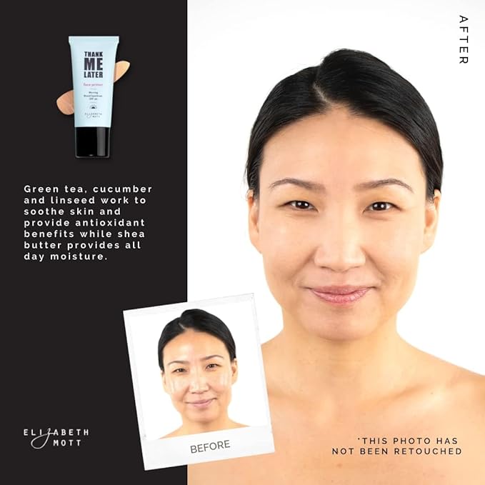 Elizabeth Mott Thank Me Later Blurring Face Primer SPF 30 – Lightweight, Hydrating Makeup Primer - Smooths Fine Lines & Wrinkles for a Soft-Focus Finish – Mineral-Based, Cruelty-Free Formula – 30g-VivaGrace Women