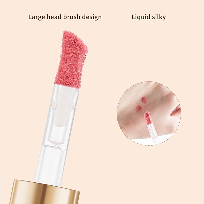 Face Blush with Brush Liquid Blush for Cheeks Long Lasting & Smooth Creamy Formula Lightweight Blush Stick Blush Wand Crystal Pink-VivaGrace Women
