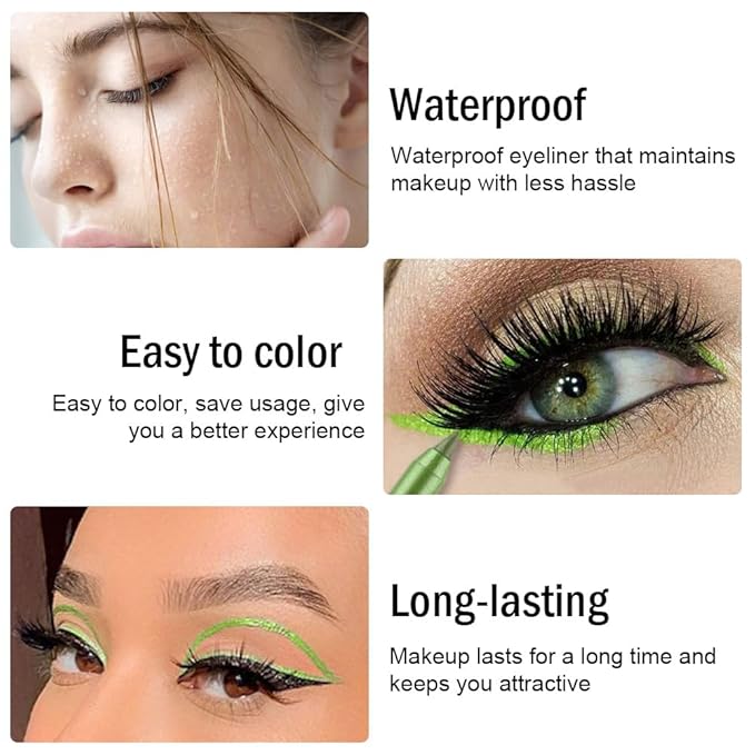 evpct Apple Green Gel Eyeliner Pencil for Women Waterline Waterproof Smudge Proof Eye Makeup Liners, Green Mascara Eye Liner Gel Liner Eyeliner with Sharpener delineador de ojos contra el agua 10