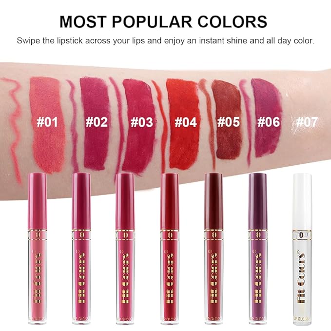 6 Colors Liquid Lipstick + Lip Liner Pen Makeup Set, Super Stay Matte Finish Lip Stain and Define Lip Liner Pencil Gift Set for Women, Longwear, Waterproof, 1PC Lip Glow Oil Include-VivaGrace Women
