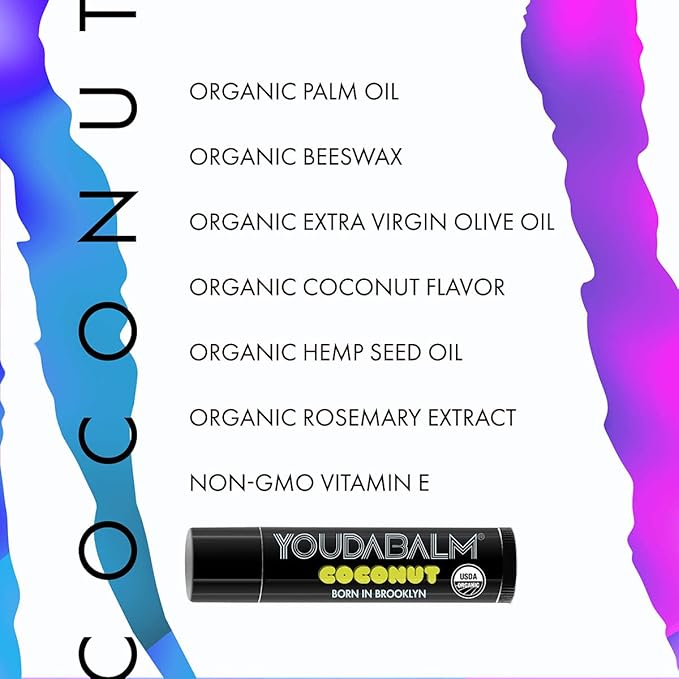 Organic Lip Balm, Coconut Flavor - 100% Natural Lip Moisturizer, USDA Certified - Lip Balm for Dry, Cracked Lips (3 Pack)-VivaGrace Women
