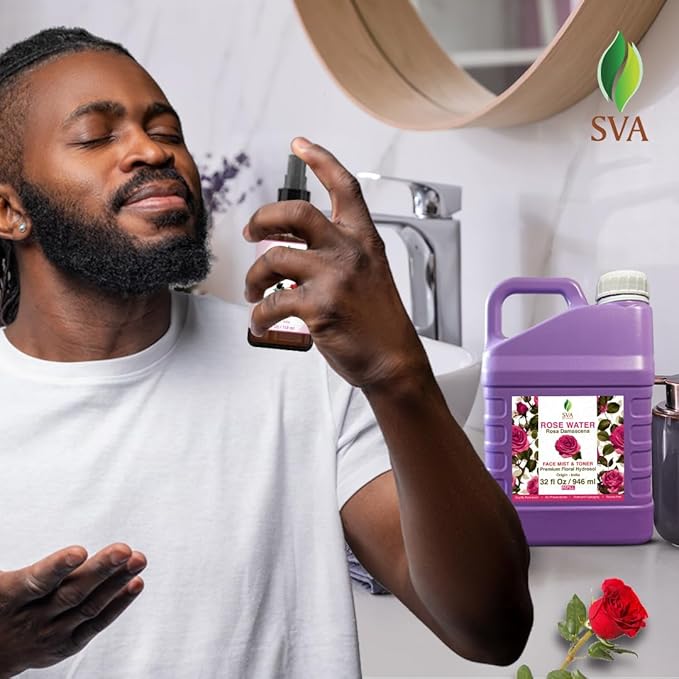 SVA Rose Water - 32 Fl oz - Refreshing Rose Water Spray for Skin Care, Skin Hydration, Bath, Soaps, Haircare & Aromatherapy-VivaGrace Women