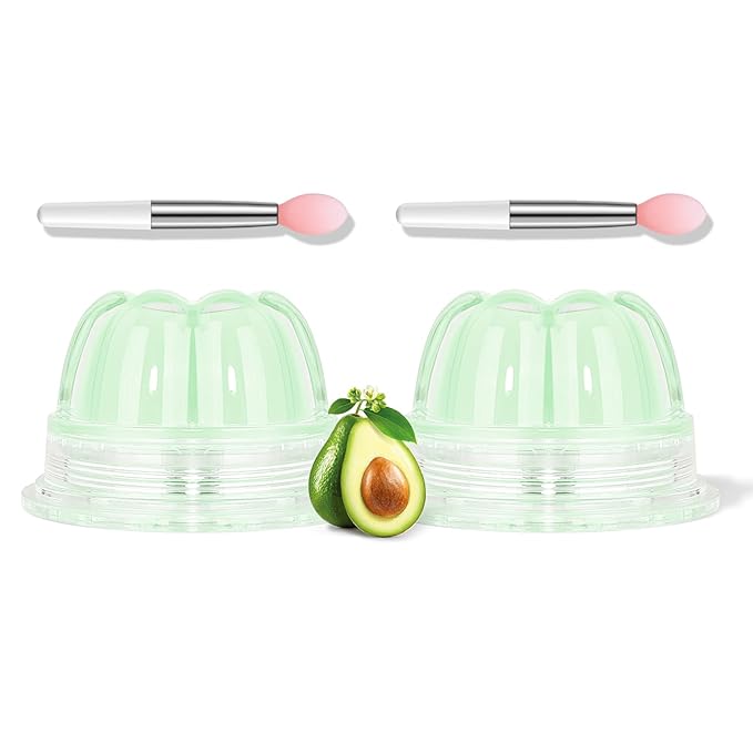 2Pc Jelly Lip Mask Overnight,Fruity Avocado Lip Sleeping Mask Day Night Repair Kawaii Lip Balm Hydrate Plump Dry Lip Scrubs Exfoliator,Lip Care Lip Moisturizer with Collagen-Avocado-VivaGrace Women