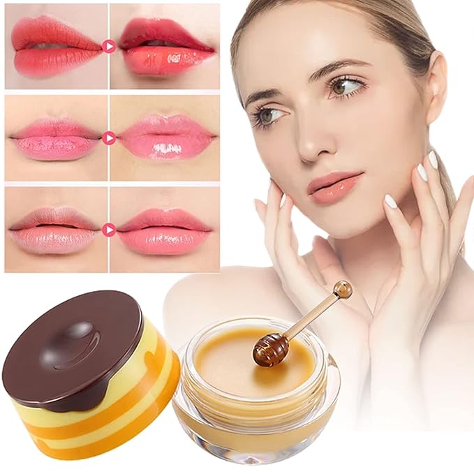 2 PCS Bee Lip Balm Lip Mask Honey Pot Honey Lip Mask Propolis Moisturizing Lip Balm with Stick - Hydrating Prevention Dry and Cracked Lip Scrubs Exfoliato Lip Wrinkle Skin Care Products-VivaGrace Women