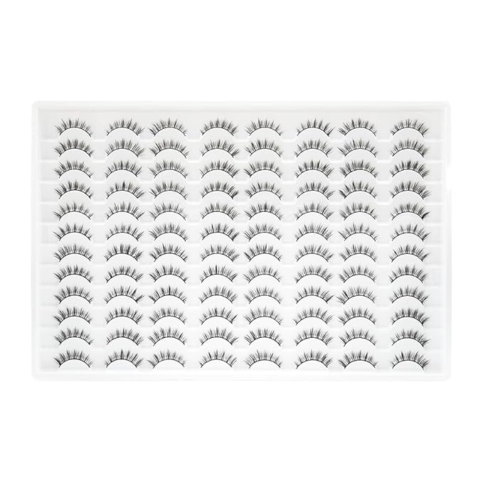 False Eyelashes 48 Pairs Faux Mink Lashes 14mm Wispy Lashes 3D Fluffy Cat Eye Lashes Pack Bulk Wholesale Strip Lashes(style 48-038)-VivaGrace Women