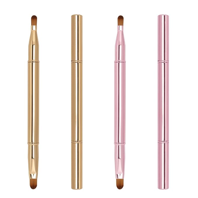 Unaone 2 Pack Lip Brush for Lipstick, Dual-Ended Lip Makeup Brush with Lid, Lipstick Brush for Lip Gloss-VivaGrace Women
