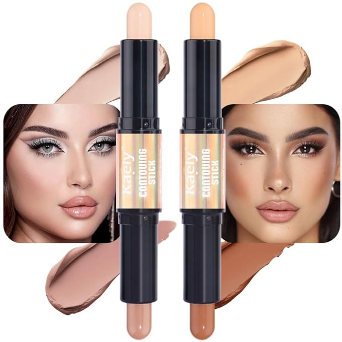 evpct 2in1 Face Shaping & Contouring Stick Cream Contour Concealer Bronzer Stick Makeup Kit for Face Highlighter Makeup Stick contorno maquillaje de maquillaje, ORIGINAL Light + ORIGINAL Universal-VivaGrace Women