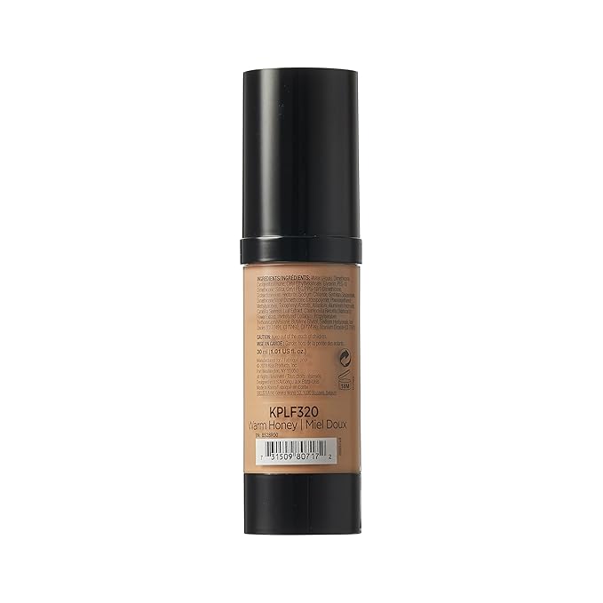 Kiss New York Professional Liquid Foundation - Lightweight and Hydrating Formula, Natural Finish, Control Shine, Cover Pores, Medium to Full Coverage, Green Tea Extract (Warm Honey)-VivaGrace Women