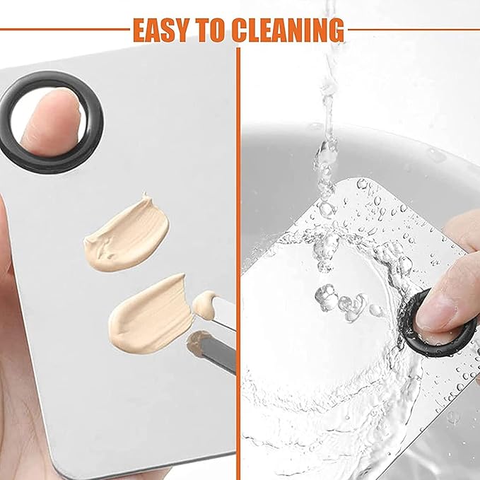 Makeup Spatula and Makeup Palette, Stainless Steel Foundation Palette & Tiny Cosmetic Spatula Tool for Nail, Art, Eye Shadow, Eyelash, Face Makeup-VivaGrace Women