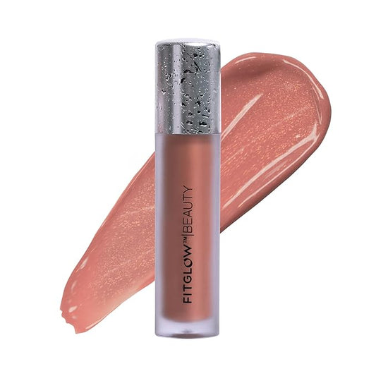 FITGLOW Beauty Lip Colour Serum | Hydrating Lip Gloss | Plumping Anti-Aging Lip Treatment | Natural Shine with Pomegranate Sterols & Collagen | Buildable Color for Dry Chapped Lips | Buff Pearl - 10g-VivaGrace Women