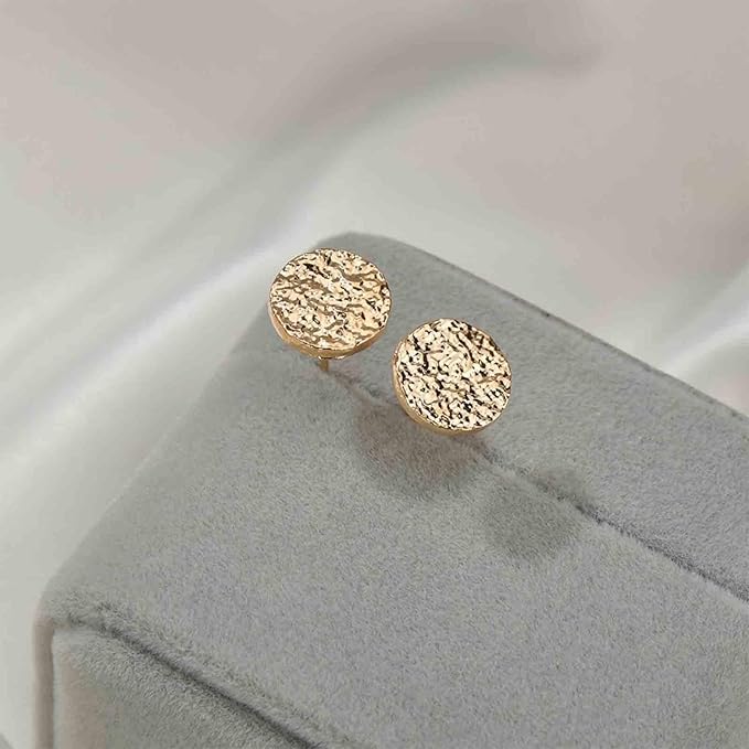 Boho Disc Coin Studs Earrings Gold Hammered Coin Earrings Tiny Circle Earrings Studs Minimalist Geometric Earrings for Women and Girls Gifts-VivaGrace Women