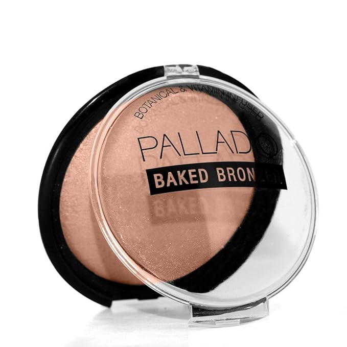 Palladio Baked Bronzer, Highly Pigmented and Easy to Blend, Shimmery Bronzed Glow, Use Dry or Wet, Lasts all day long, Provides Rich Tanning Color Finish, Powder Compact, Atlantic Tan-VivaGrace Women