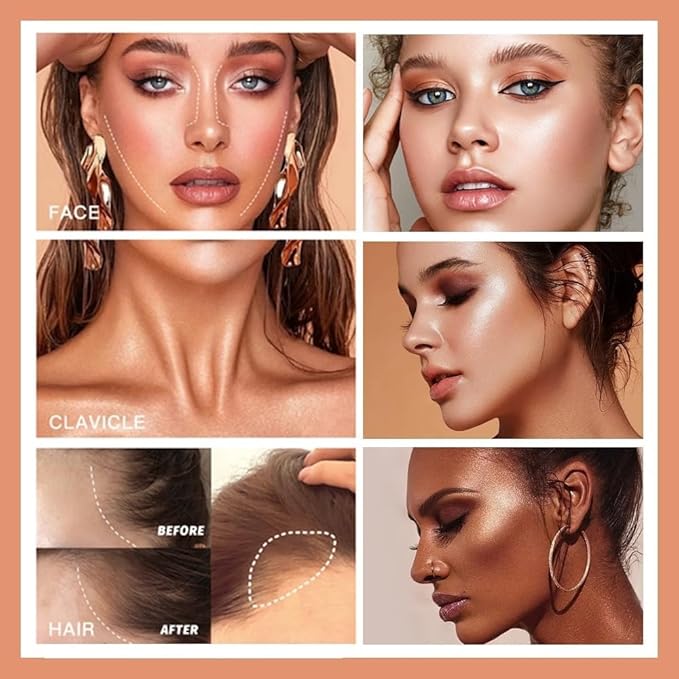 URQT Highly Pigmented Liquid Contour - Built-in Sponge Tip Sculpted Complexion Wand Contour Long Lasting Natural Buildable Highlighters Contour Contouring Bronzer (Contour+Blush+Highlighter)-VivaGrace Women