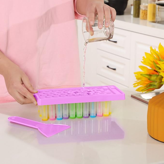 2 Sets Lip Balm Tray and Spatula Set Portable lipstick Holder Lip Balm Containers Lip Gloss Making Kit (Purple)-VivaGrace Women