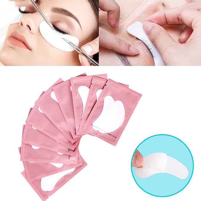 100 Pairs Set Under Eye Pads, Comfy and Cool Under Eye Patches Gel Pad for Eyelash Extensions Eye Mask Beauty Tool (Pink)-VivaGrace Women