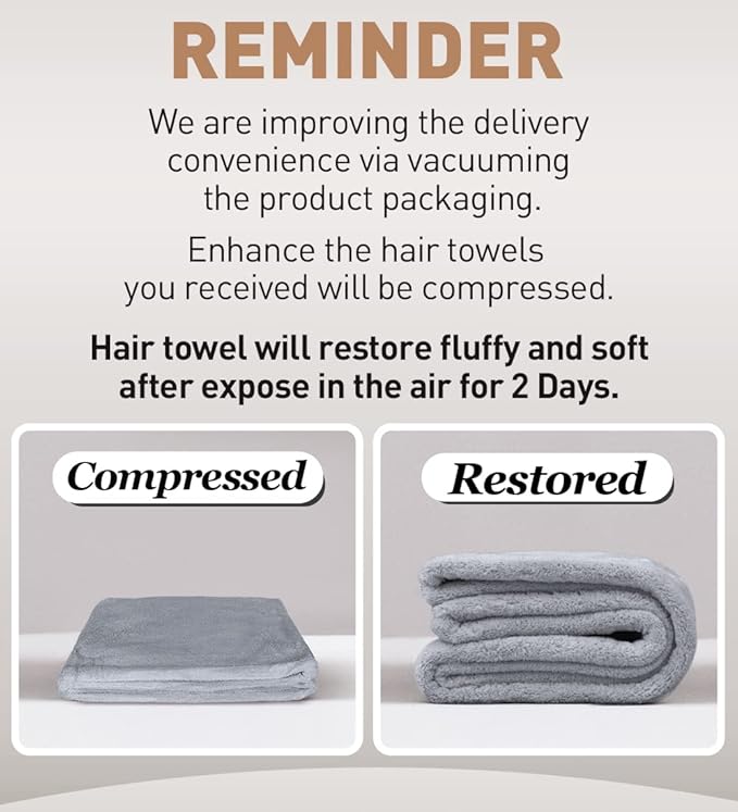 Hicober Microfiber Hair Towel, 3 Packs Hair Turbans for Wet Hair, Drying Hair Wrap Towels for Curly Hair Women Anti Frizz(Purple, Blue, Grey)-VivaGrace Women