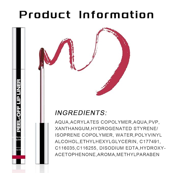 Peel Off Lip Liner Stain - Long Lasting Natural Lip Stain Transfer-proof Lip Liner, Moisturizing Waterproof Lip Gloss Stain, Highly Pigmented Color for All Skin, Ideal Gifts for Women (Rose)-VivaGrace Women