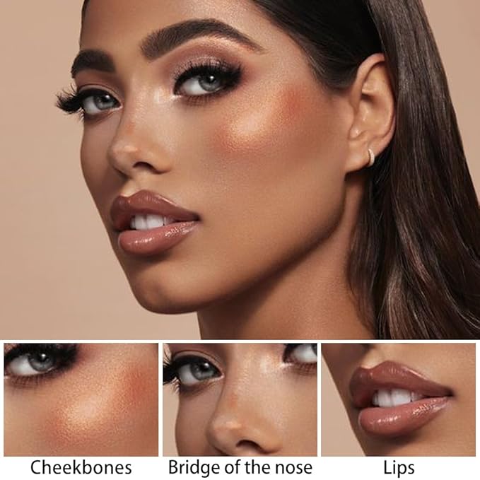 evpct 2Pcs Face Cream Contour Bronzer Sticks Makeup Highlighter Highlight Almond Mocha Creme Cheek Contour Sticks contorno en crema Bronzing Foundation Face Contour Stick Kit,1+10 New Medium-VivaGrace Women