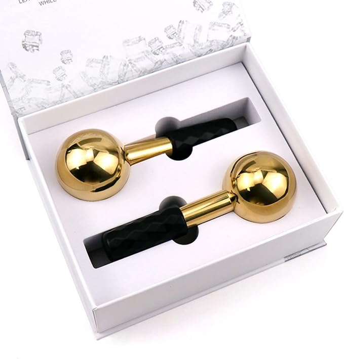 Globes for Facials, Cooling Roller for Face, Cryo Sticks Massager for Face Neck & Eyes, Cold Roller Skin Care for face Puffiness, Dark Circles, Wrinkles, Collagen Production (Gold)-VivaGrace Women