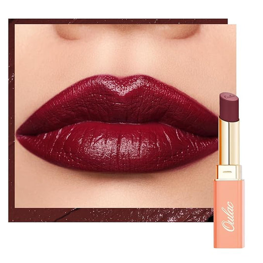 Oulac Color Rich Satin Lipstick - Burgundy Red Full Coverage Lip Color, Creamy Silky-Smooth, Moisturizing, Satin Matte Finish, Infused With Shea Butter, Vegan & Clean Beauty, 4g, SG13 Burgundy-VivaGrace Women